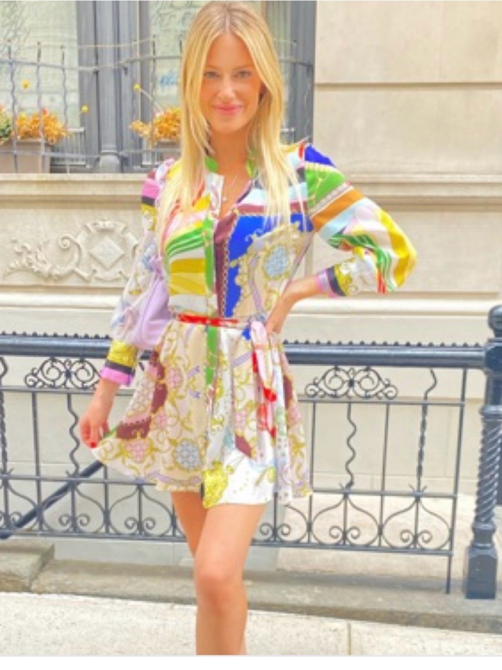 Zara Vintage Scarf Inspired European Summer Print Button Up Belted Dress. Small - Picture 2 of 16